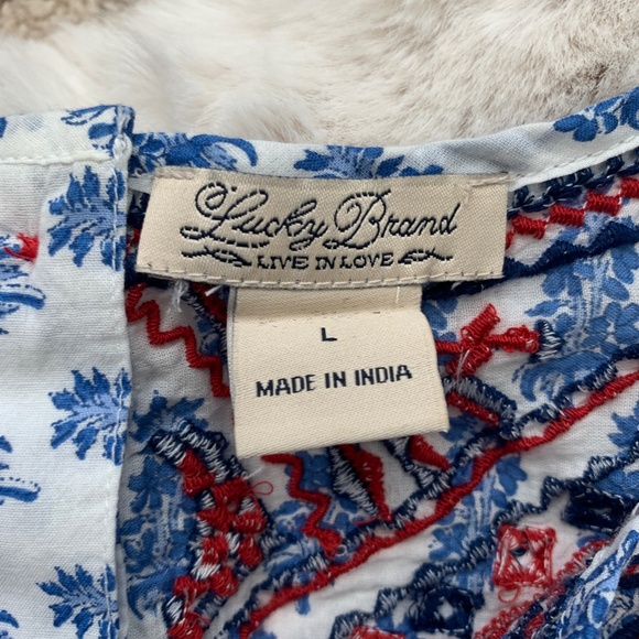 Lucky Brand Blue & Red Floral Sleeveless Blouse- L - Picture 3 of 14